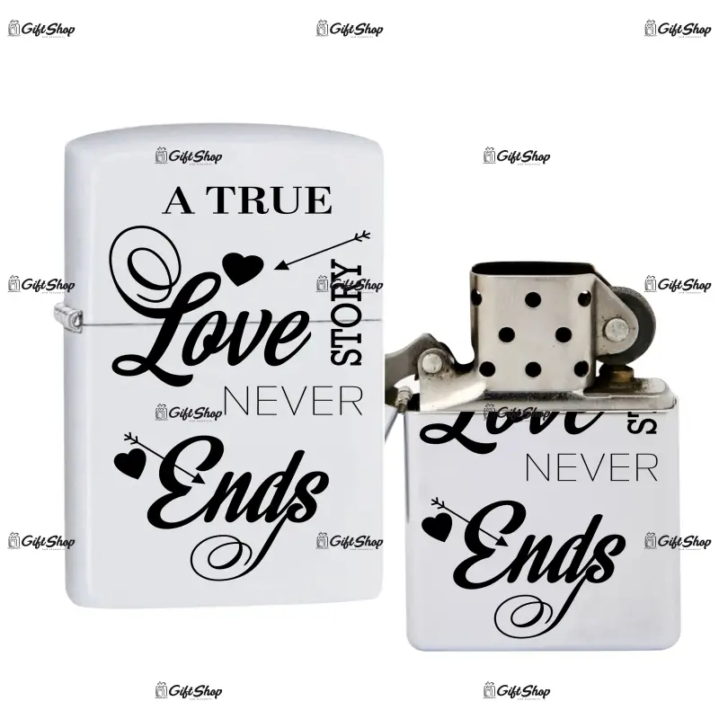 A true love story, bricheta metalica gravata laser cu mesaj